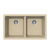 Thumbnail for Houzer SAND Quartztone Series Granite Undermount 50/50 Double Bowl Kitchen Sink, Sand Kitchen Sink - Undermount Houzer 