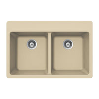 Thumbnail for Houzer SAND Quartztone Series Granite Topmount 50/50 Double Bowl Kitchen Sink, Sand Kitchen Sink - Topmount Houzer 