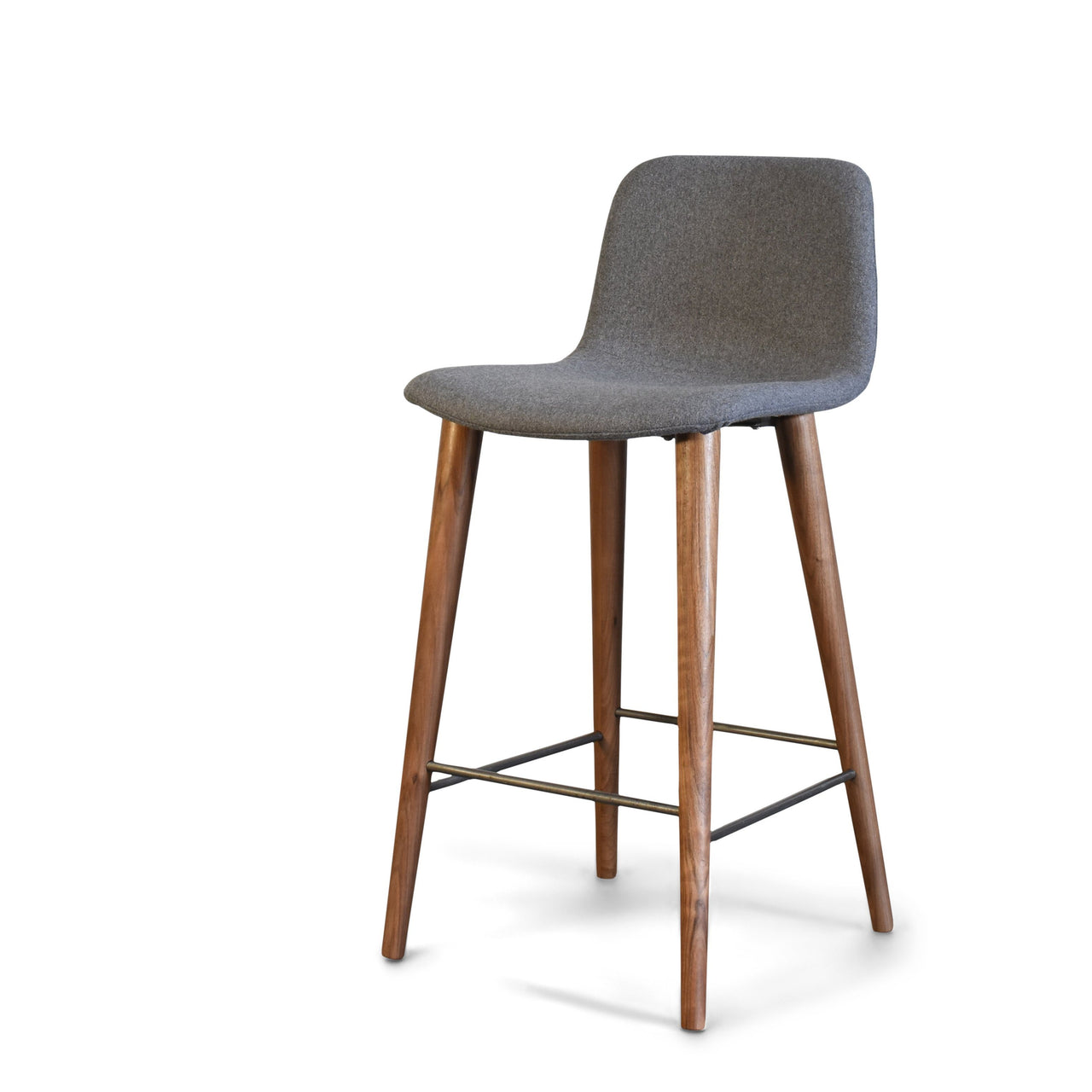 Mackay Grey Counter Stool with Walnut Wood Legs (Polyester Upholstered Seat) Dining Chair Gingko 