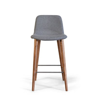 Thumbnail for Mackay Grey Counter Stool with Walnut Wood Legs (Polyester Upholstered Seat) Dining Chair Gingko 