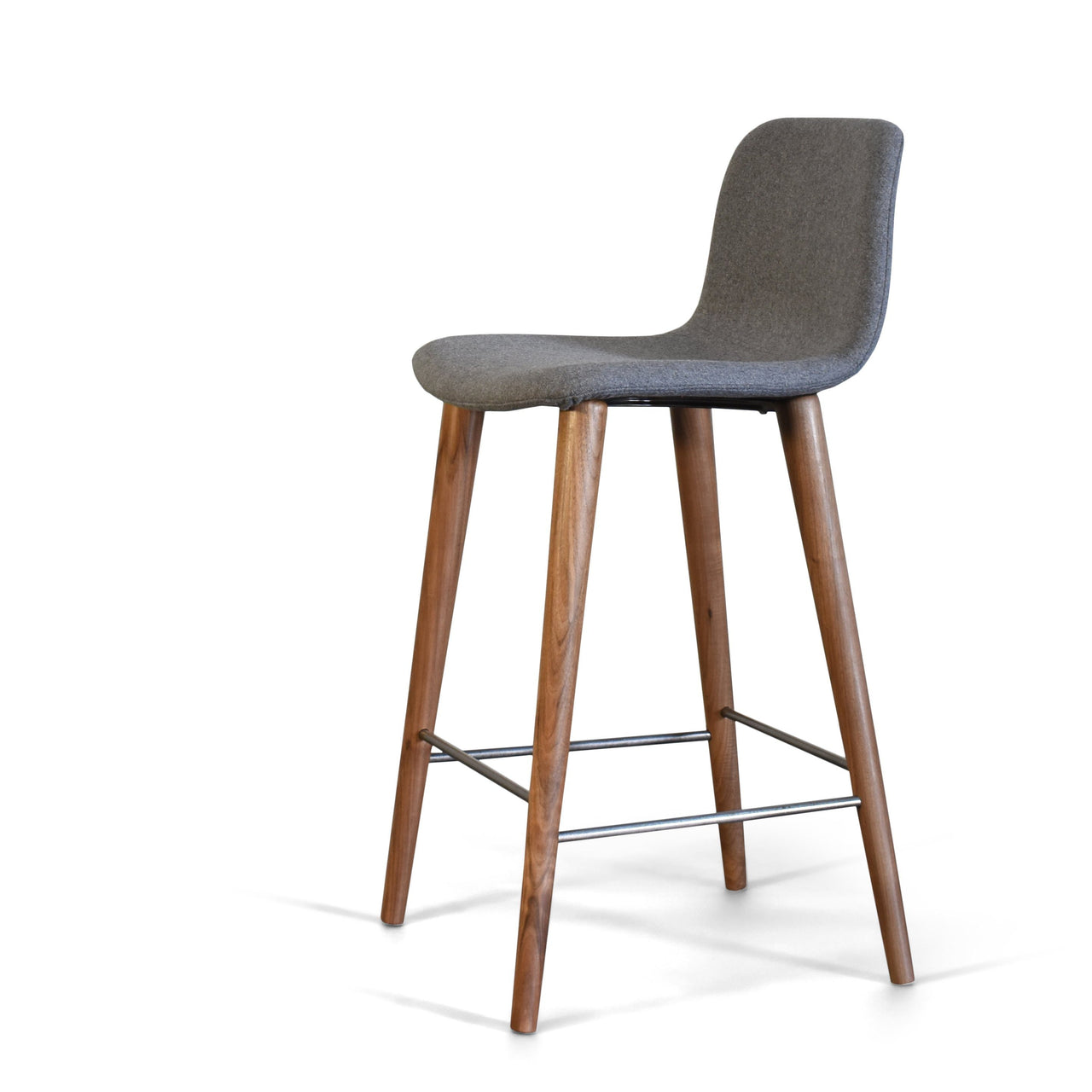 Mackay Grey Counter Stool with Walnut Wood Legs (Polyester Upholstered Seat) Dining Chair Gingko 