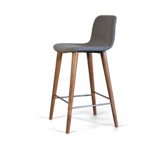 Thumbnail for Mackay Grey Counter Stool with Walnut Wood Legs (Polyester Upholstered Seat) Dining Chair Gingko 