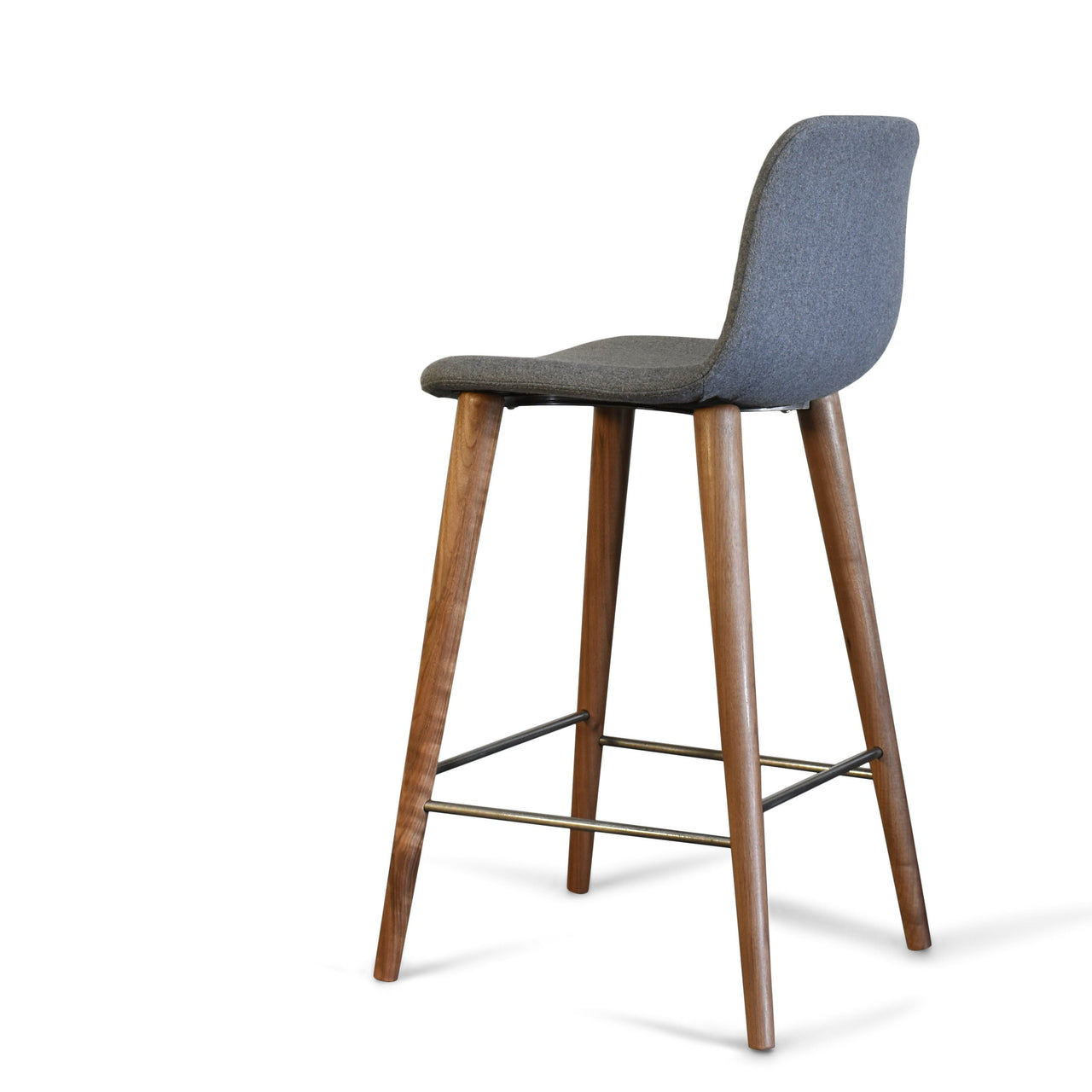 Mackay Grey Counter Stool with Walnut Wood Legs (Polyester Upholstered Seat) Dining Chair Gingko 