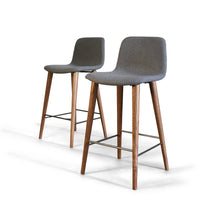 Thumbnail for Mackay Grey Counter Stool with Walnut Wood Legs (Polyester Upholstered Seat) Dining Chair Gingko 