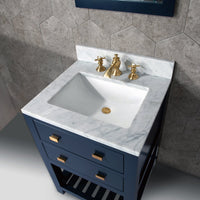 Thumbnail for 24 Inch Monarch Blue Single Sink Bathroom Vanity With F2-0013 Satin Brass Faucet And Mirror From The Madalyn Collection Vanity Water Creation 