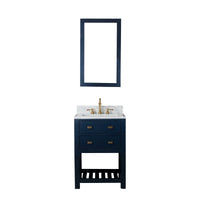Thumbnail for 24 Inch Monarch Blue Single Sink Bathroom Vanity With F2-0012 Satin Brass Faucet And Mirror From The Madalyn Collection Vanity Water Creation 