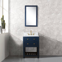 Thumbnail for 24 Inch Monarch Blue Single Sink Bathroom Vanity With F2-0012 Satin Brass Faucet And Mirror From The Madalyn Collection Vanity Water Creation 
