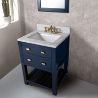 Thumbnail for 24 Inch Monarch Blue Single Sink Bathroom Vanity With F2-0013 Satin Brass Faucet And Mirror From The Madalyn Collection Vanity Water Creation 