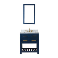 Thumbnail for 30 Inch Monarch Blue Single Sink Bathroom Vanity With Mirror From The Madalyn Collection Vanity Water Creation 