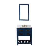 Thumbnail for 30 Inch Monarch Blue Single Sink Bathroom Vanity With F2-0013 Satin Brass Faucet From The Madalyn Collection Vanity Water Creation 