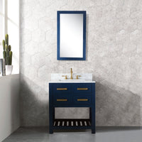 Thumbnail for 30 Inch Monarch Blue Single Sink Bathroom Vanity With F2-0012 Satin Brass Faucet From The Madalyn Collection Vanity Water Creation 