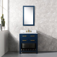 Thumbnail for 24 Inch Monarch Blue Single Sink Bathroom Vanity With F2-0012 Satin Brass Faucet From The Madalyn Collection Vanity Water Creation 