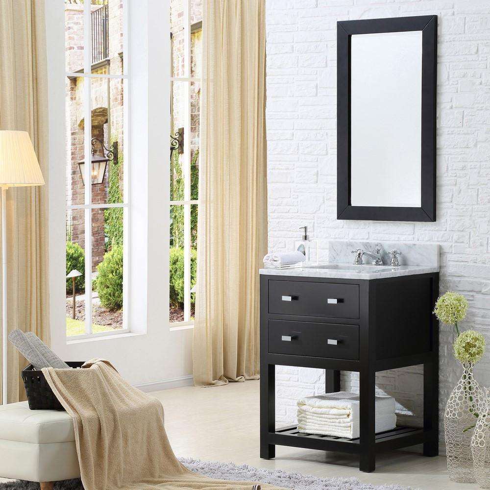 Madalyn 24" Espresso Single Sink Vanity With Matching Framed Mirror And Faucet Vanity Water Creation 