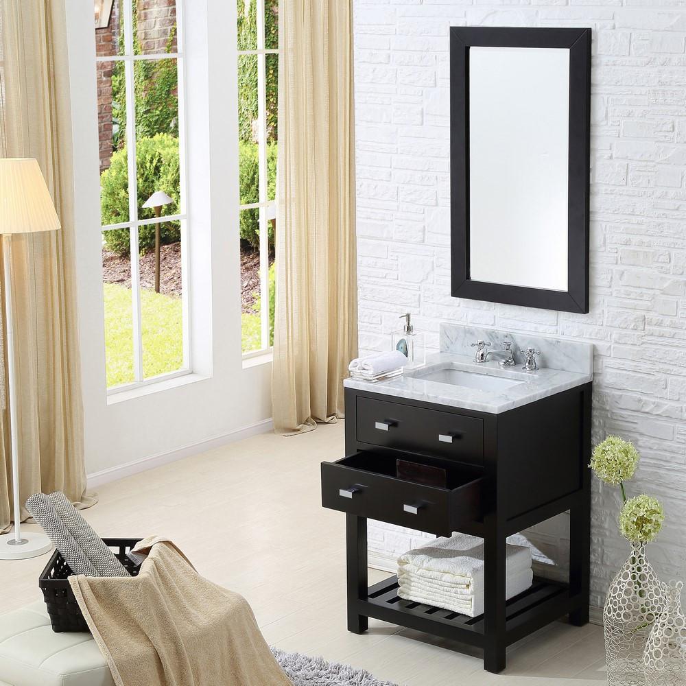 Madalyn 24" Espresso Single Sink Bathroom Vanity With Matching Framed Mirror Vanity Water Creation 