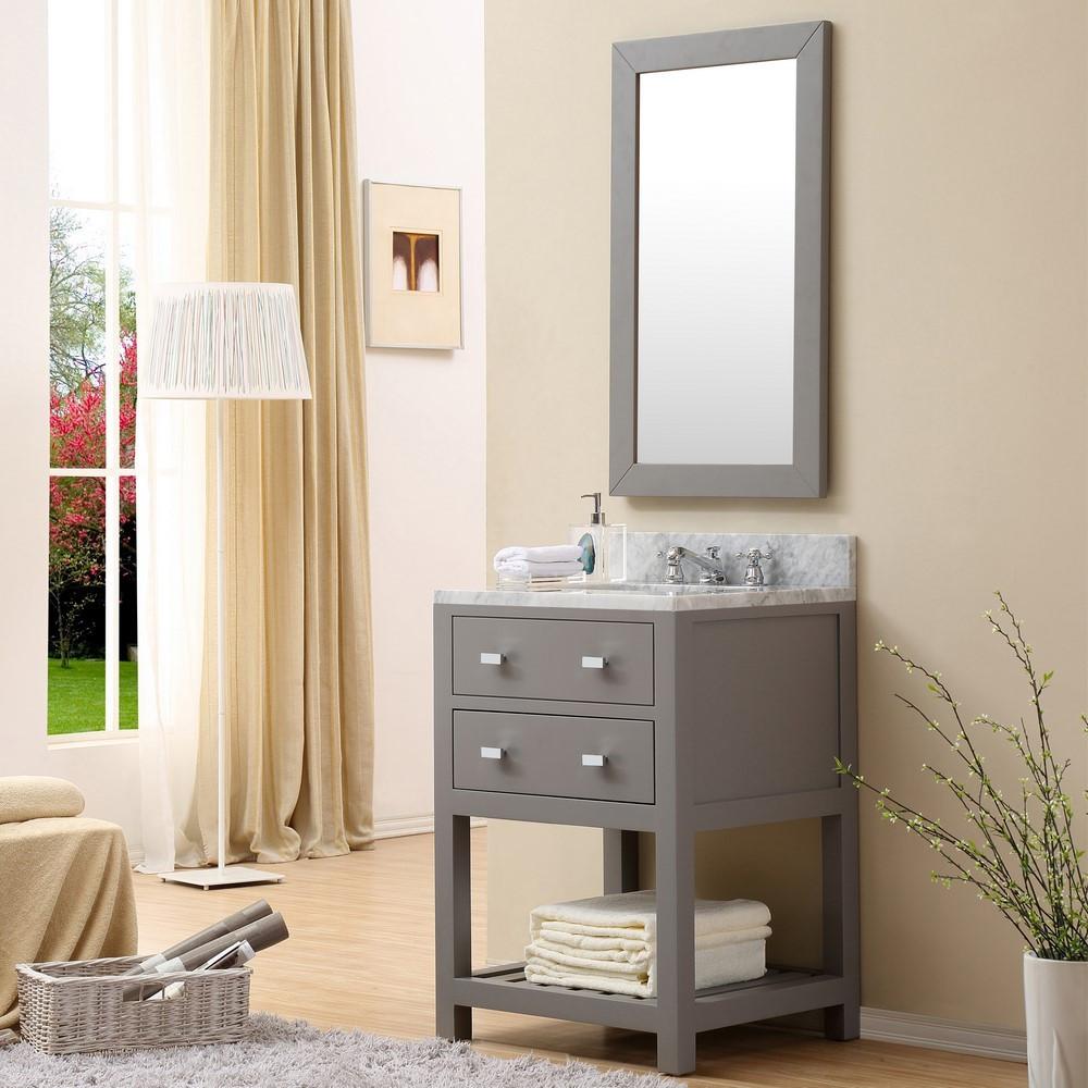 Madalyn 24" Cashmere Grey Single Sink Vanity With Framed Mirror And Faucet Vanity Water Creation 