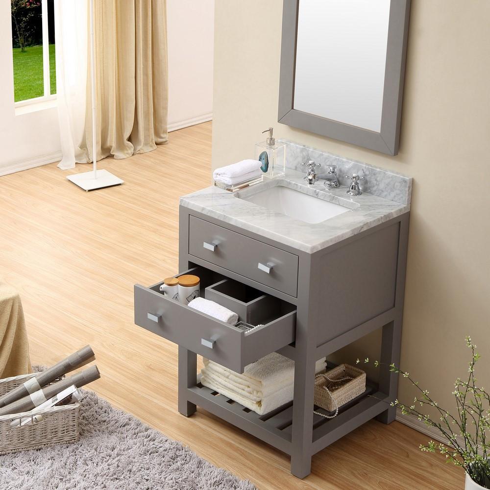 Madalyn 24" Cashmere Grey Single Sink Vanity With Framed Mirror And Faucet Vanity Water Creation 