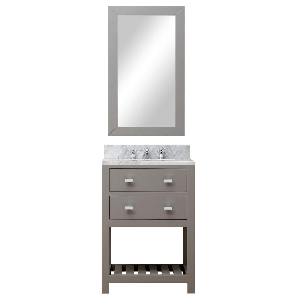 Madalyn 24" Cashmere Grey Single Sink Vanity With Framed Mirror And Faucet Vanity Water Creation 