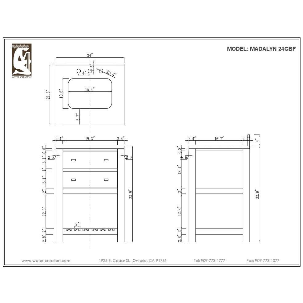 Madalyn 24" Cashmere Grey Single Sink Vanity With Framed Mirror And Faucet Vanity Water Creation 