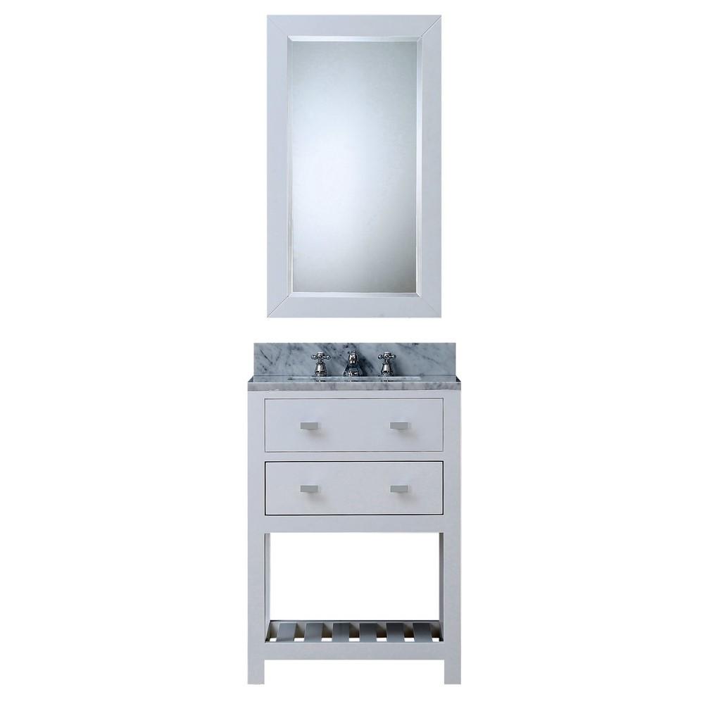 Madalyn 24" Solid White Single Sink Bathroom Vanity With Matching Framed Mirror Vanity Water Creation 