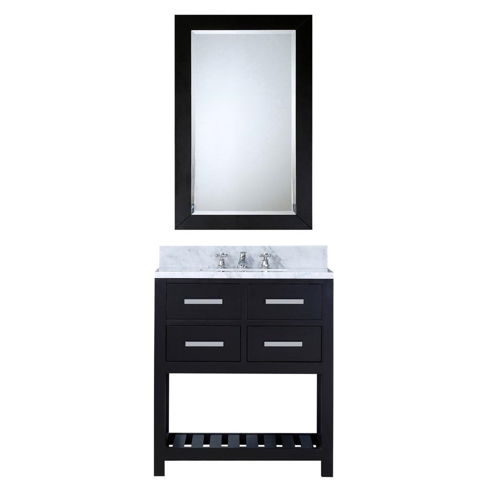 Madalyn 30" Espresso Single Sink Vanity With Matching Framed Mirror And Faucet Vanity Water Creation 