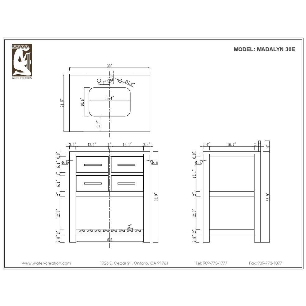 Madalyn 30" Espresso Single Sink Bathroom Vanity Only Vanity Water Creation 