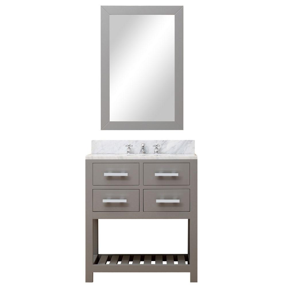 Madalyn 30" Cashmere Grey Single Sink Vanity With Framed Mirror And Faucet Vanity Water Creation 