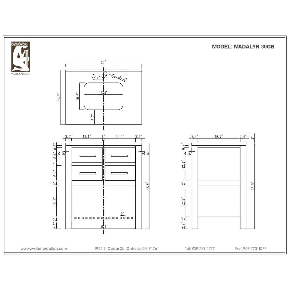 Madalyn 30" Cashmere Grey Single Sink Vanity With Matching Framed Mirror Vanity Water Creation 