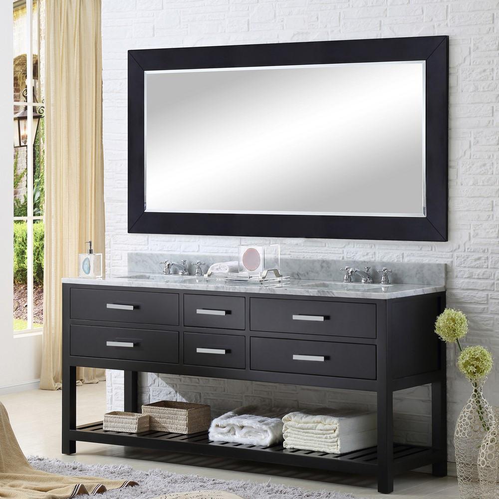 Madalyn 60" Espresso Double Sink Vanity With Matching Framed Mirror And Faucet Vanity Water Creation 