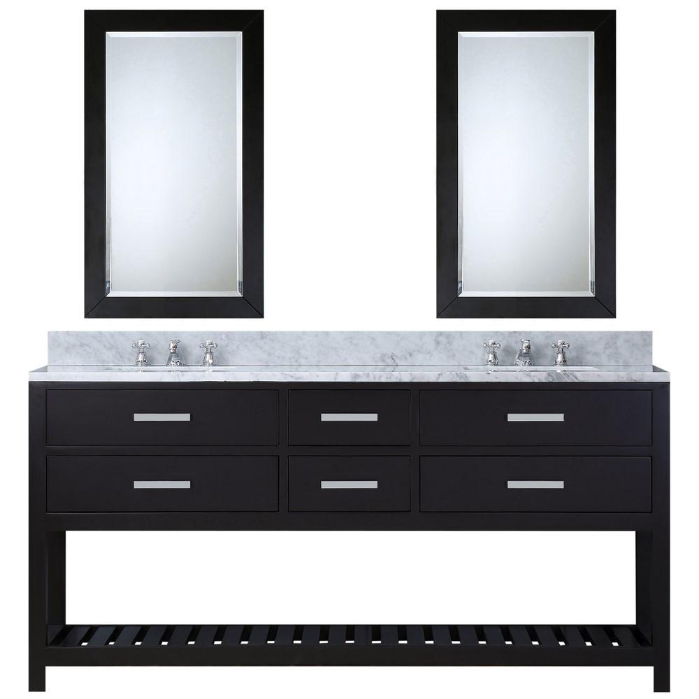 Madalyn 60" Espresso Double Sink Vanity With Framed Mirrors And Faucets Vanity Water Creation 
