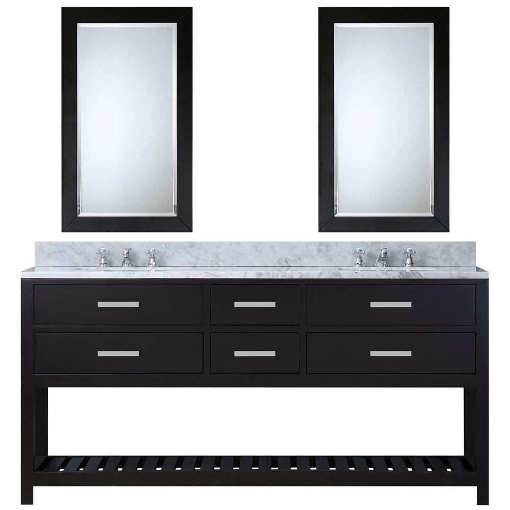 Madalyn 60" Espresso Double Sink Bathroom Vanity With 2 Matching Framed Mirrors Vanity Water Creation 