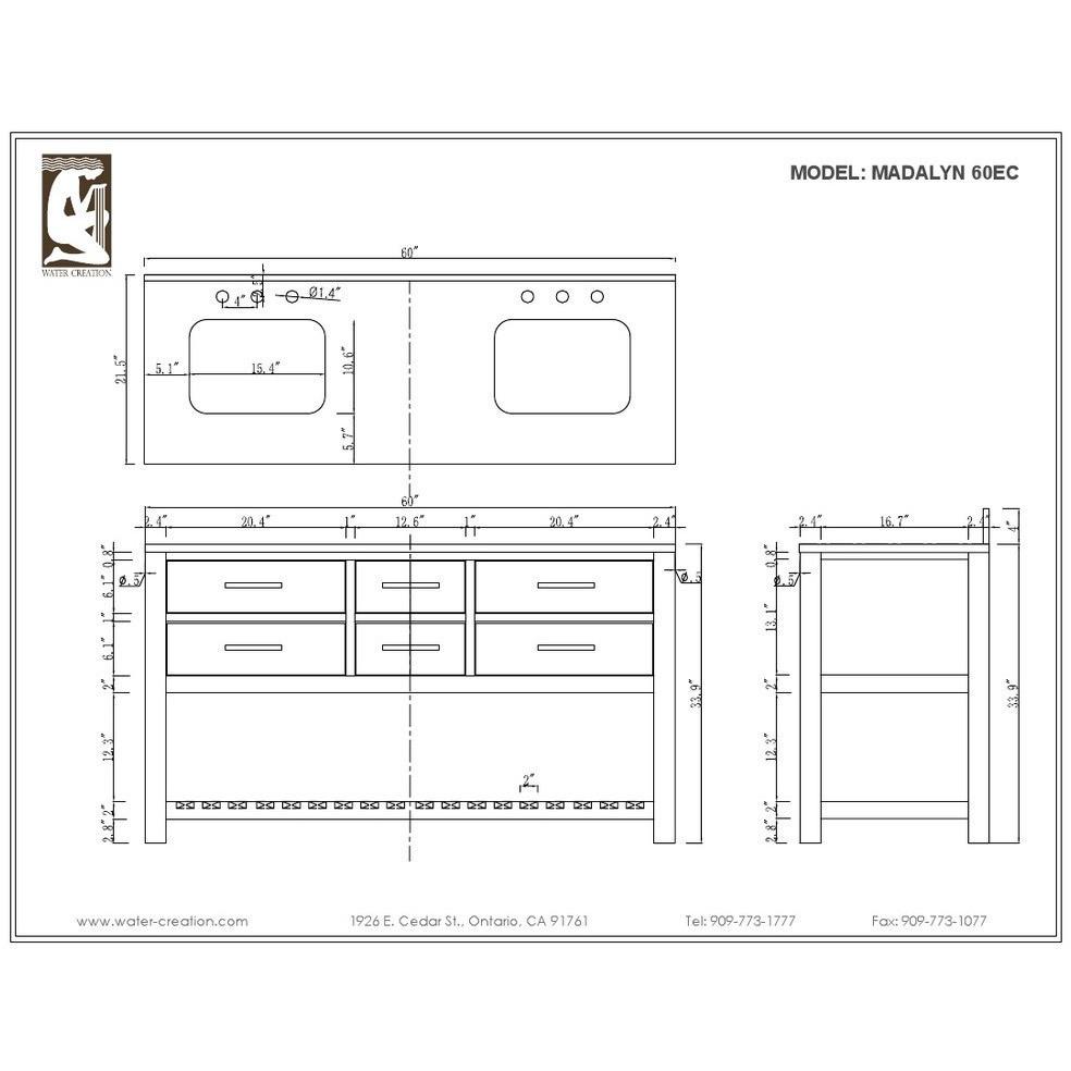 Madalyn 60" Espresso Double Sink Bathroom Vanity With 2 Matching Framed Mirrors Vanity Water Creation 