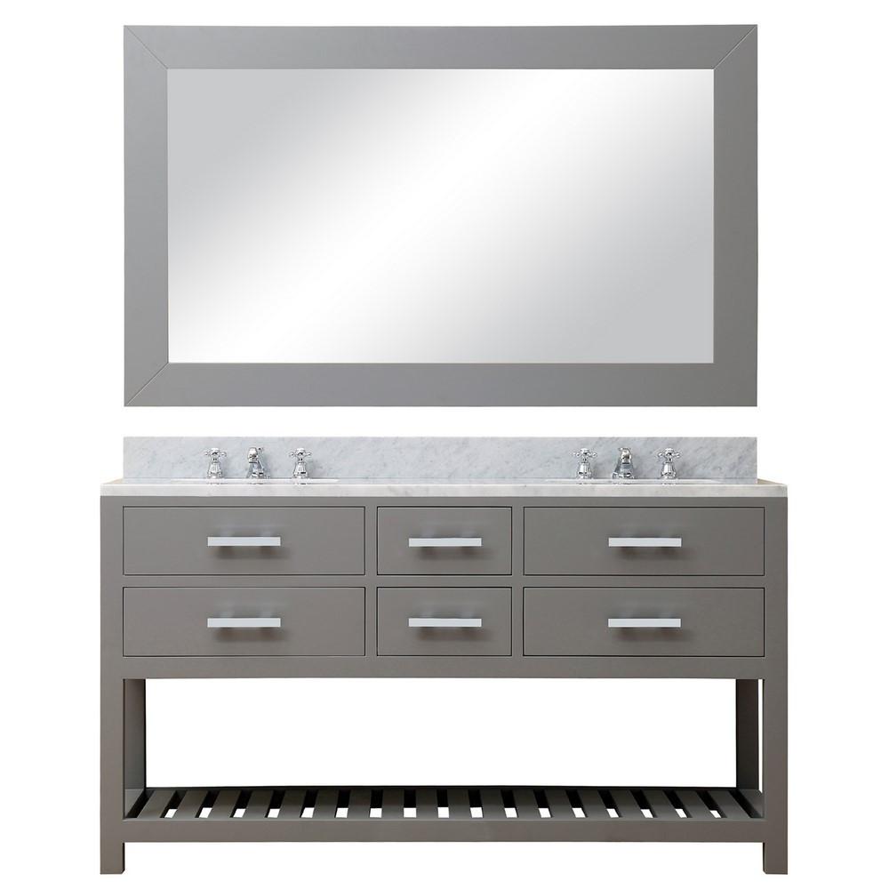 Madalyn 60" Cashmere Grey Double Sink Vanity With Matching Framed Mirror Vanity Water Creation 