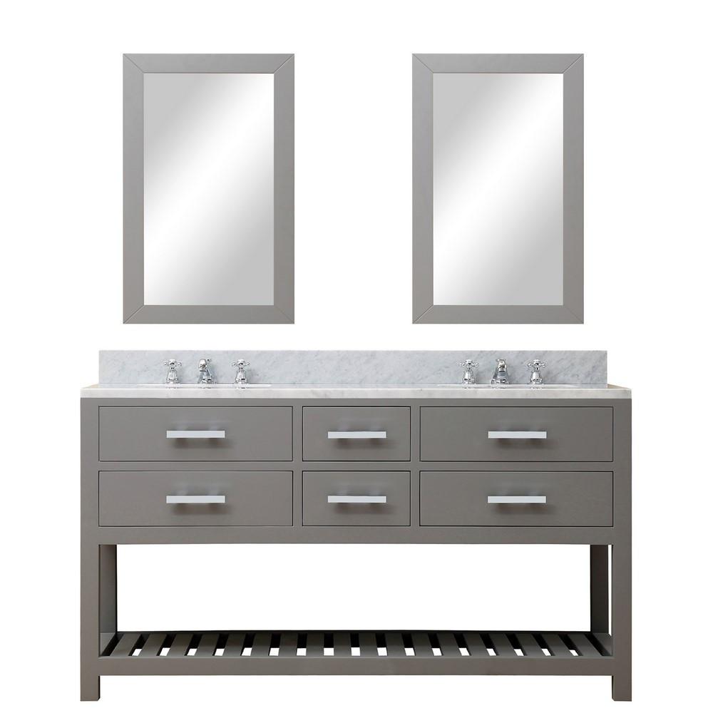 Madalyn 60" Cashmere Grey Double Sink Vanity With 2 Framed Mirrors And Faucets Vanity Water Creation 