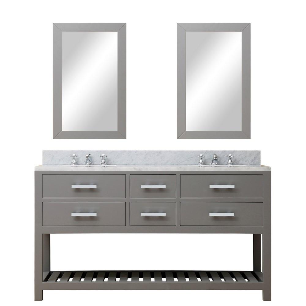 Madalyn 60" Cashmere Grey Double Sink Vanity With 2 Matching Framed Mirrors Vanity Water Creation 