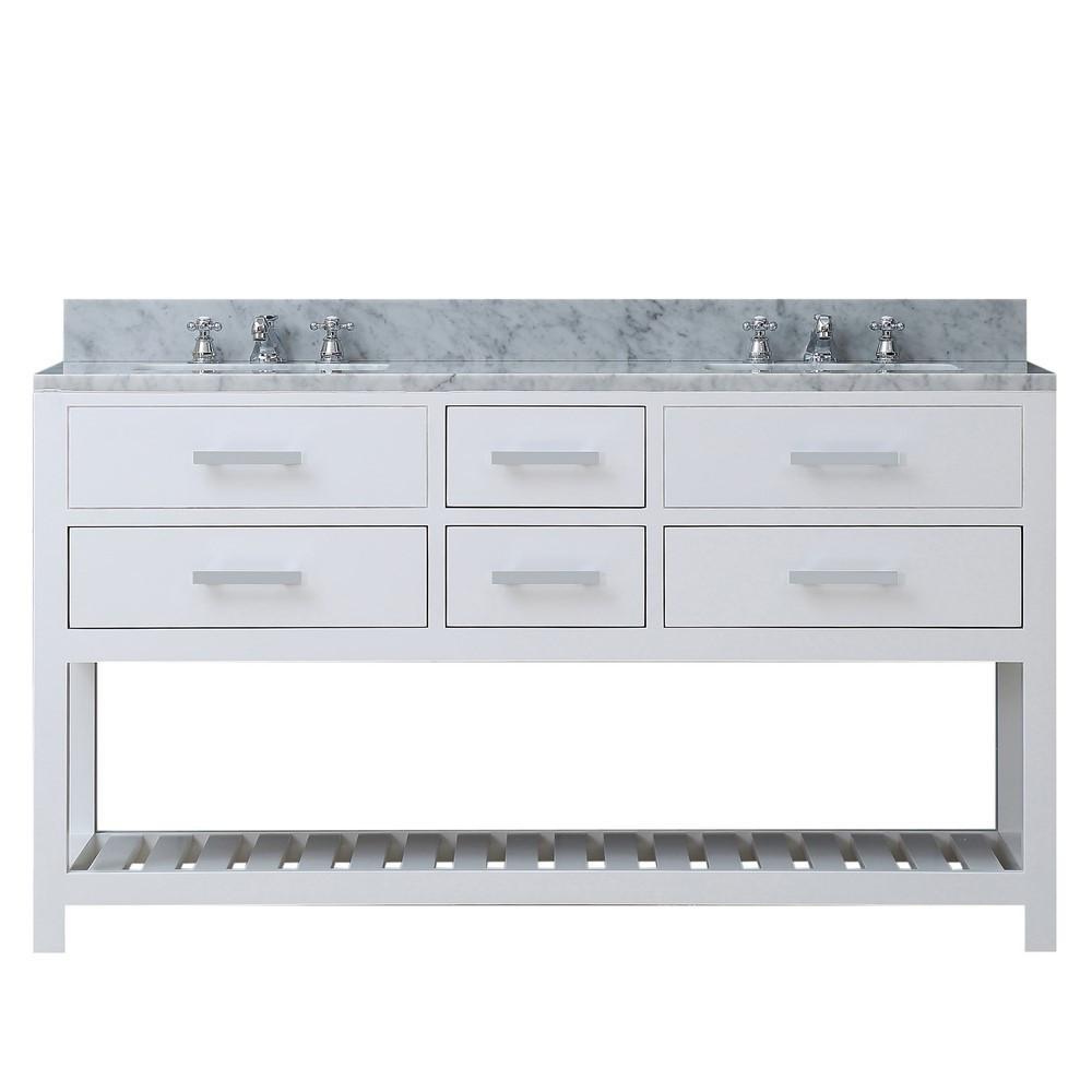 Madalyn 60" Solid White Double Sink Bathroom Vanity Only Vanity Water Creation 