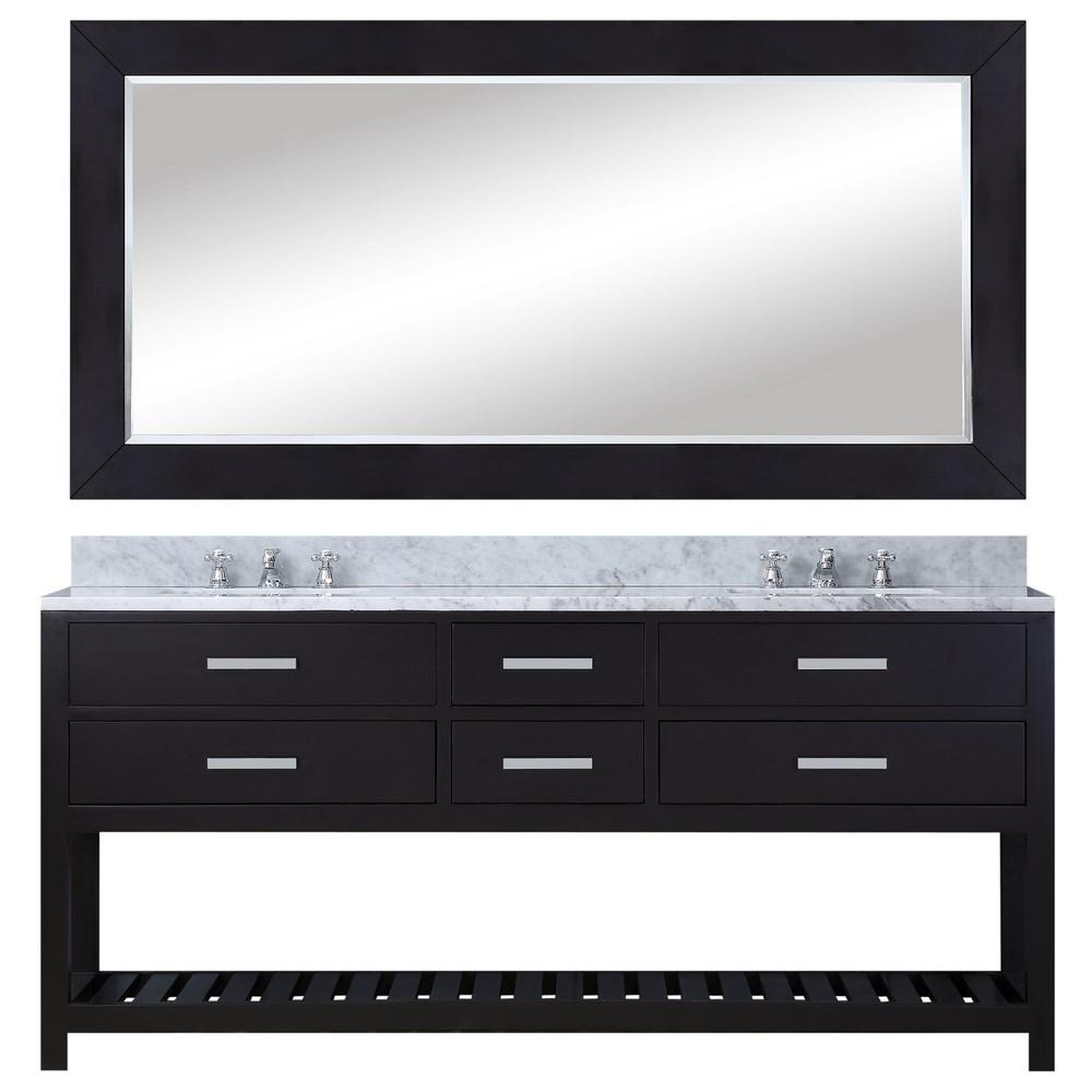 Madalyn 72" Espresso Double Sink Vanity With Matching Framed Mirror And Faucet Vanity Water Creation 