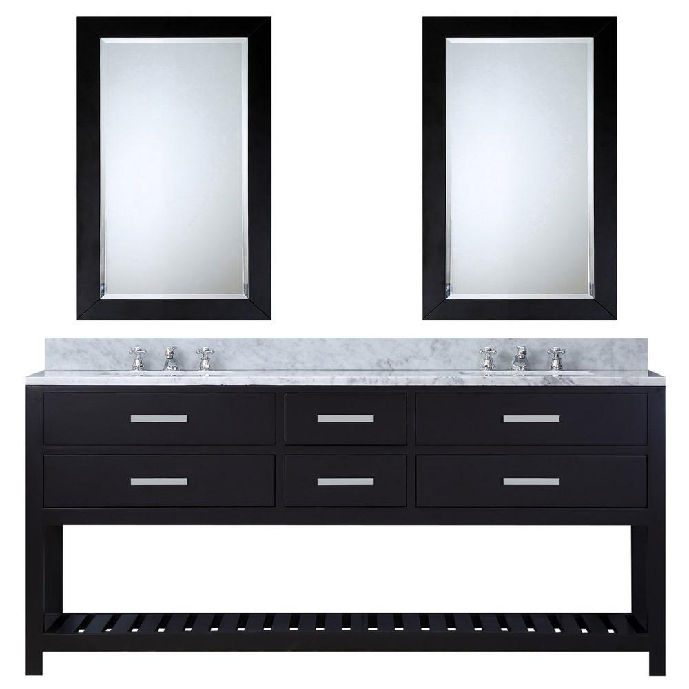 Madalyn 72" Espresso Double Sink Vanity With Matching Framed Mirrors And Faucets Vanity Water Creation 