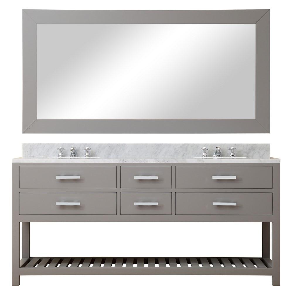 Madalyn 72" Cashmere Grey Double Sink Vanity With Framed Mirror And Faucet Vanity Water Creation 