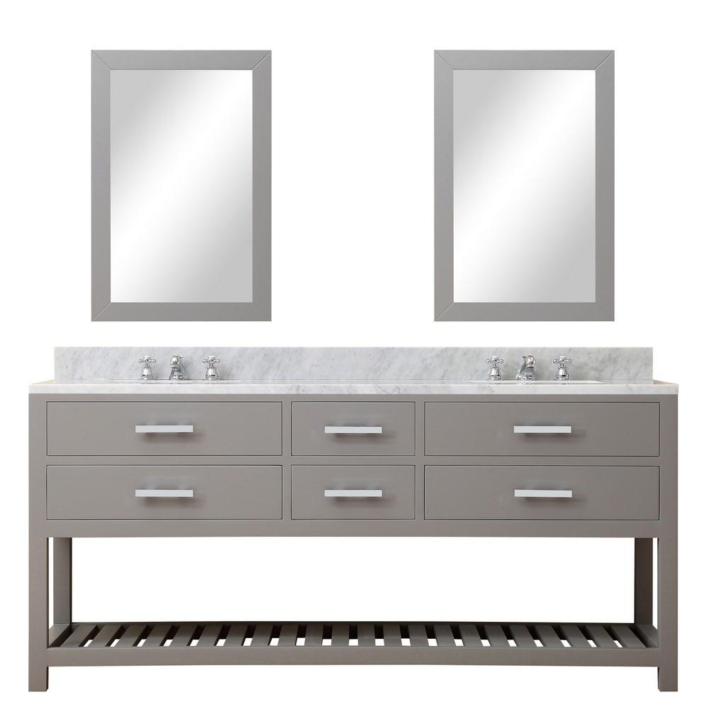Madalyn 72" Cashmere Grey Double Sink Bathroom Vanity With 2 Framed Mirrors Vanity Water Creation 