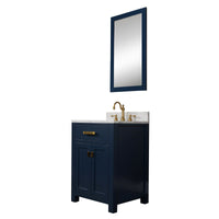Thumbnail for Madison 24-Inch Single Sink Carrara White Marble Vanity In Monarch Blue With Matching Mirror Vanity Water Creation 
