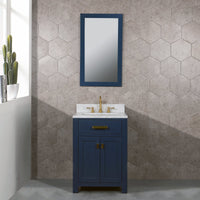 Thumbnail for Madison 24-Inch Single Sink Carrara White Marble Vanity In Monarch Blue With F2-0012-06-TL Lavatory Faucet Vanity Water Creation 