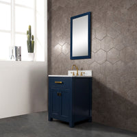 Thumbnail for Madison 24-Inch Single Sink Carrara White Marble Vanity In Monarch Blue With Matching Mirror Vanity Water Creation 