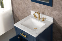 Thumbnail for Madison 24-Inch Single Sink Carrara White Marble Vanity In Monarch Blue With F2-0012-06-TL Lavatory Faucet Vanity Water Creation 