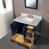 Thumbnail for Madison 36-Inch Single Sink Carrara White Marble Vanity In Monarch Blue With F2-0013-06-FX Lavatory Faucet Vanity Water Creation 