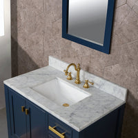 Thumbnail for Madison 36-Inch Single Sink Carrara White Marble Vanity In Monarch Blue With Matching Mirror Vanity Water Creation 