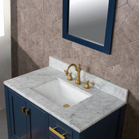 Thumbnail for Madison 36-Inch Single Sink Carrara White Marble Vanity In Monarch Blue With Matching Mirror and F2-0012-06-TL Lavatory Faucet Vanity Water Creation 