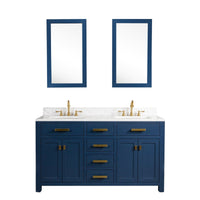 Thumbnail for Madison 60-Inch Double Sink Carrara White Marble Vanity In Monarch Blue Vanity Water Creation 