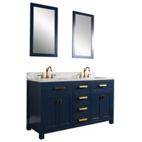 Thumbnail for Madison 60-Inch Double Sink Carrara White Marble Vanity In Monarch Blue Vanity Water Creation 