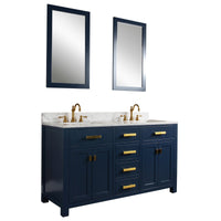 Thumbnail for Madison 60-Inch Double Sink Carrara White Marble Vanity In Monarch BlueWith Matching Mirror(s) and F2-0012-06-TL Lavatory Faucet(s) Vanity Water Creation 