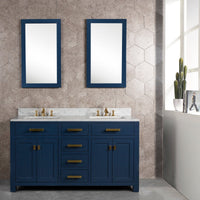 Thumbnail for Madison 60-Inch Double Sink Carrara White Marble Vanity In Monarch BlueWith F2-0013-06-FX Lavatory Faucet(s) Vanity Water Creation 